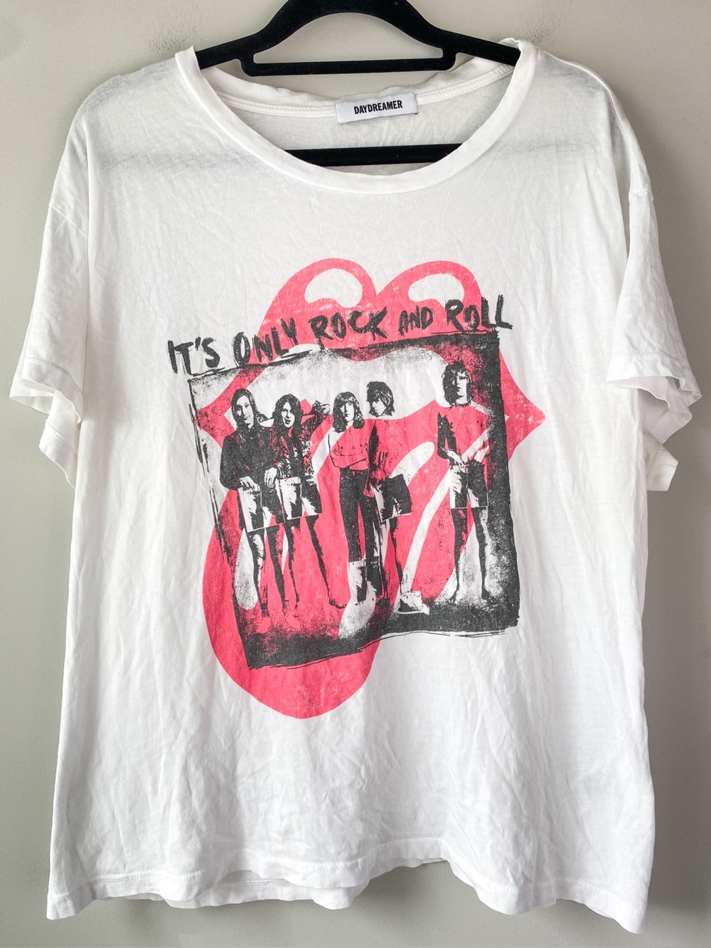 Daydreamer It's Only Rock And Roll Graphic Tee XL White Cotton Concert Grunge